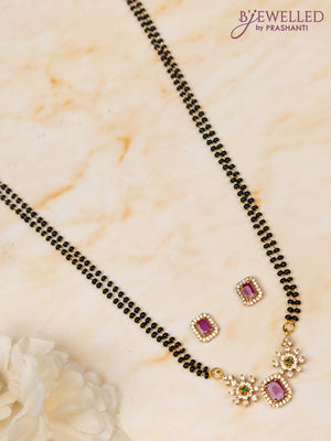 Mangalsutra double layer with kemp and cz stones