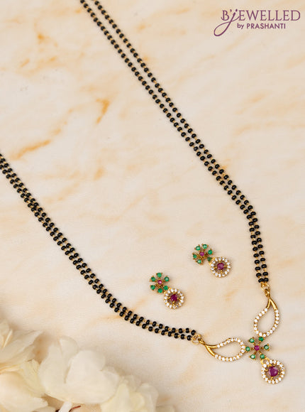 Mangalsutra double layer with kemp and cz stones