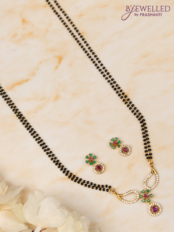 Mangalsutra double layer with kemp and cz stones