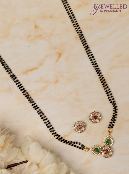 Mangalsutra double layer with kemp and cz stones