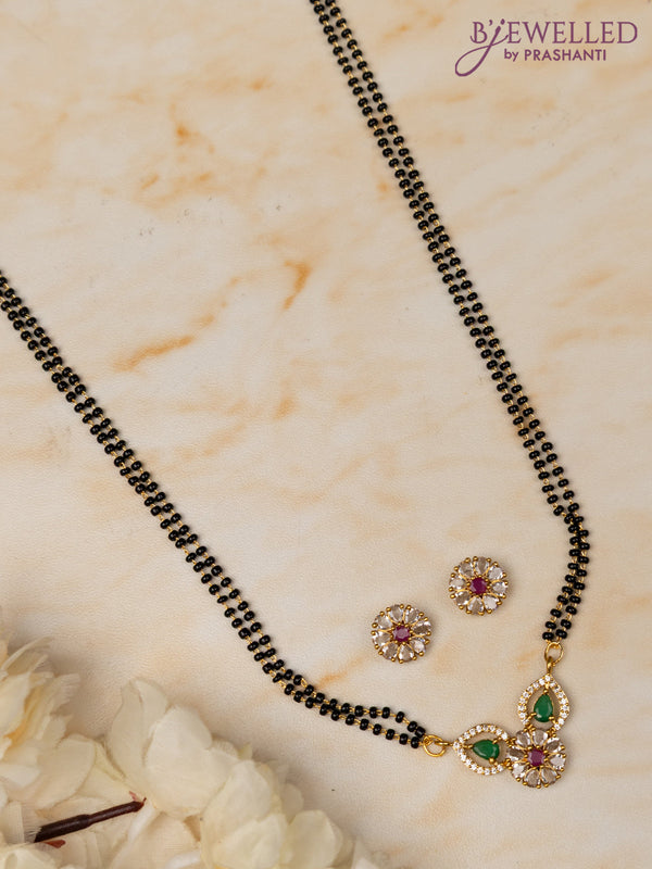 Mangalsutra double layer with kemp and cz stones