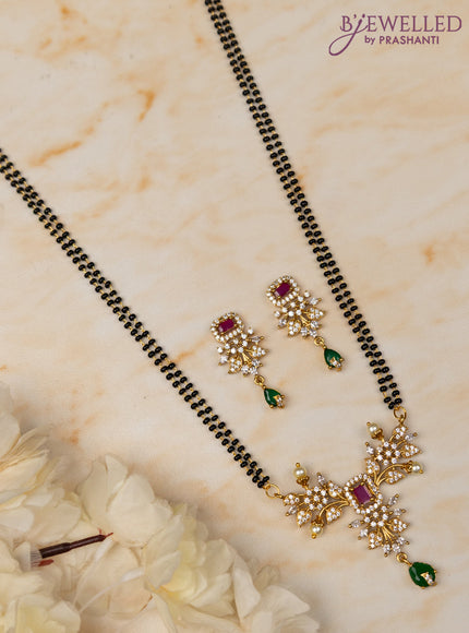 Mangalsutra double layer with kemp and cz stones