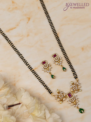 Mangalsutra double layer with kemp and cz stones