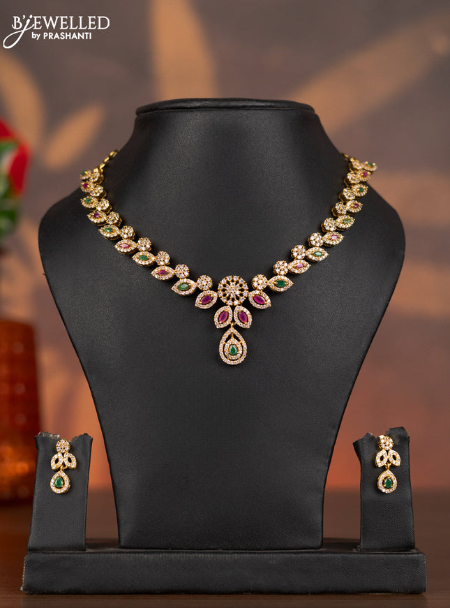 Antique necklace with kemp and cz stones