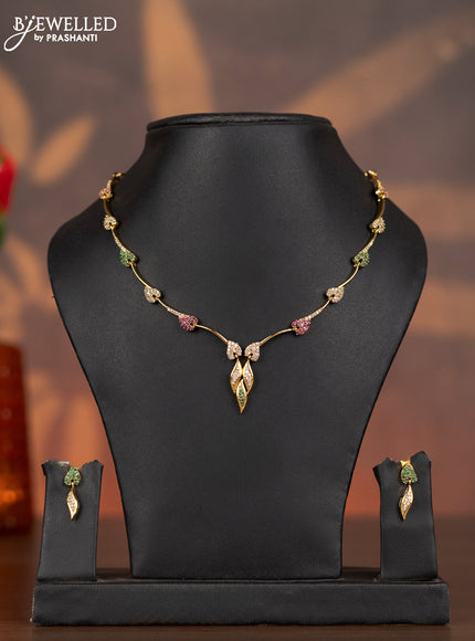 Antique necklace with kemp and cz stones