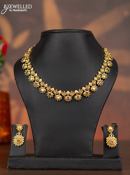 Antique necklace with kemp and kundan stones