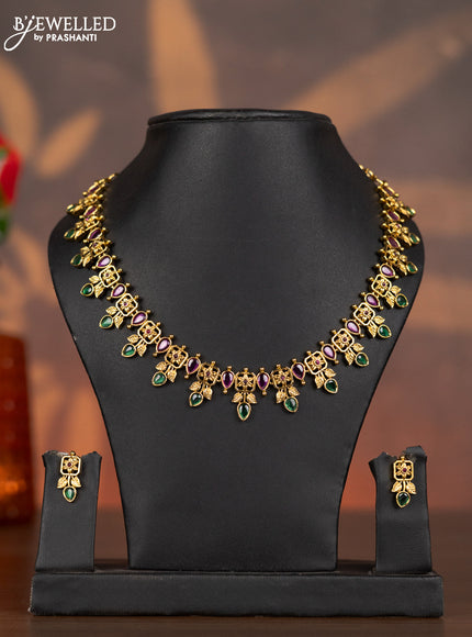 Antique necklace leaf design with kemp stones