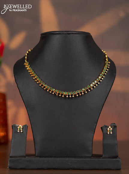 Antique necklace with emerald and cz stones
