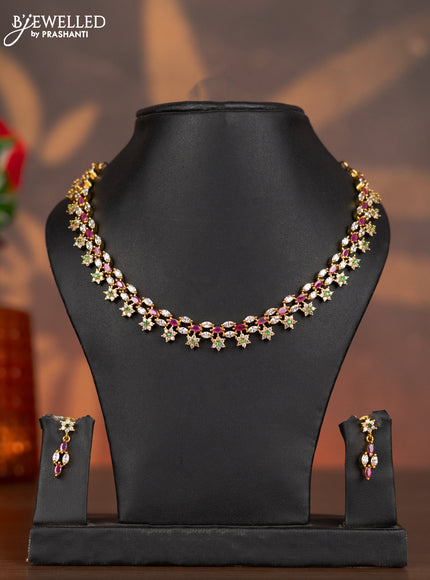 Antique necklace with kemp and cz stones