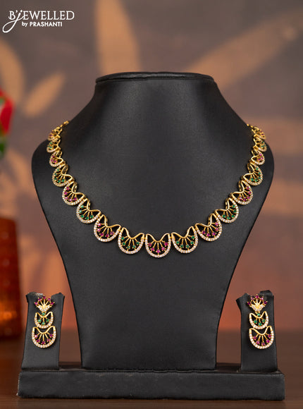 Antique necklace with kemp and cz stones