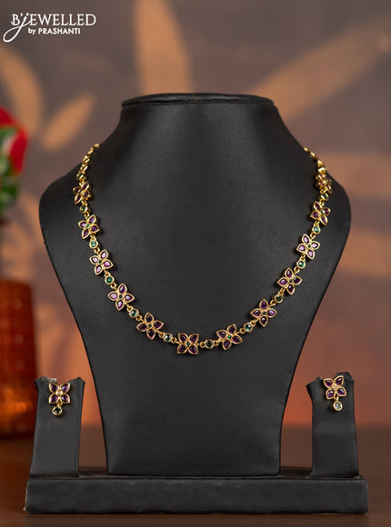 Antique necklace floral design with kemp stones