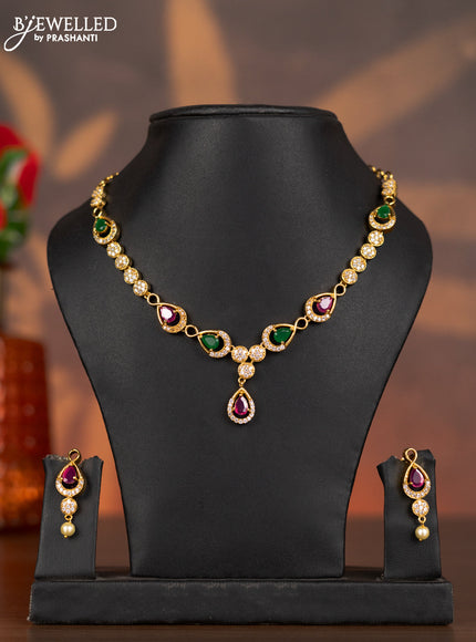 Antique necklace with kemp and cz stones