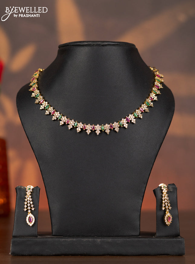 Antique necklace with kemp and cz stones