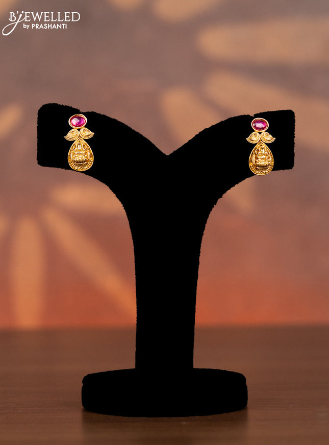 Antique necklace lakshmi design with ruby and cz stones