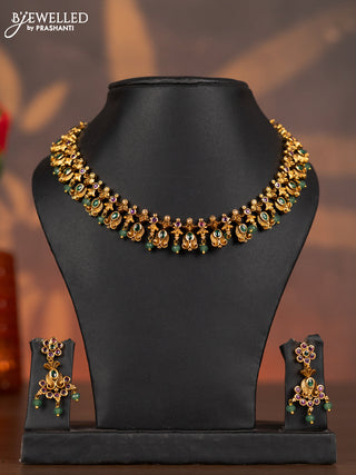 Antique necklace with kemp stones and mint green hangings