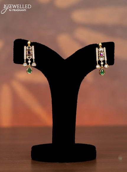 Antique necklace with kemp and kundan & cz stones