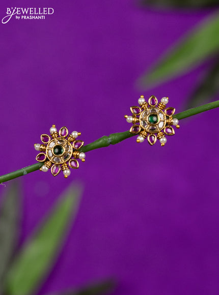 Antique earring with kemp & cz stones and pearls