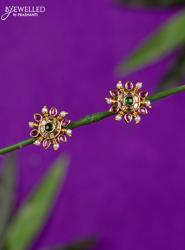 Antique earring with kemp & cz stones and pearls