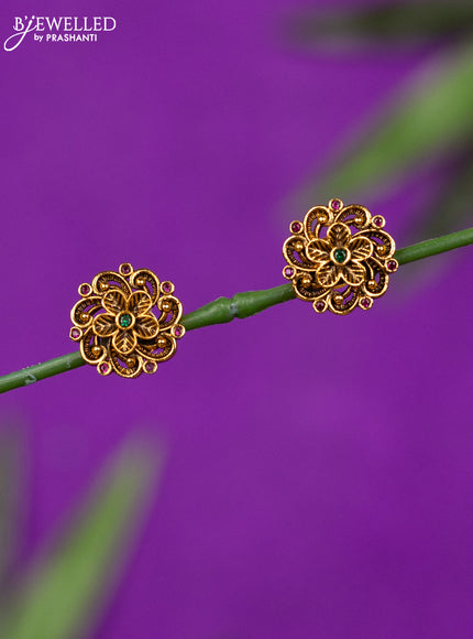 Antique earring floral design with kemp stones