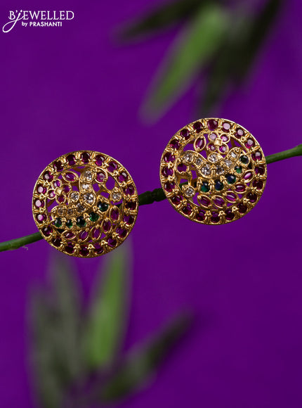 Antique earring peacock design with kemp and cz stones