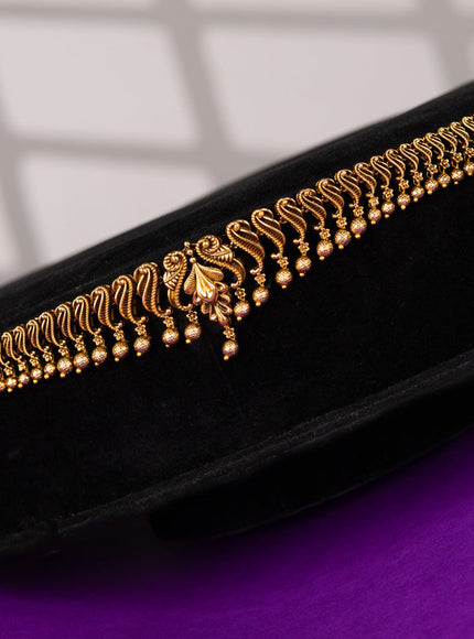 Antique hip chain in floral design with golden ball hanging