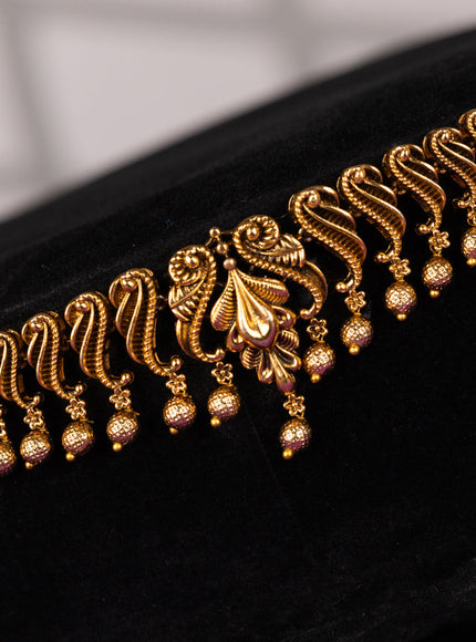 Antique hip chain in floral design with golden ball hanging