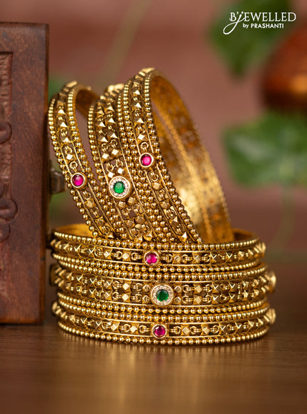 Antique bangles with kemp jadau and cz stones