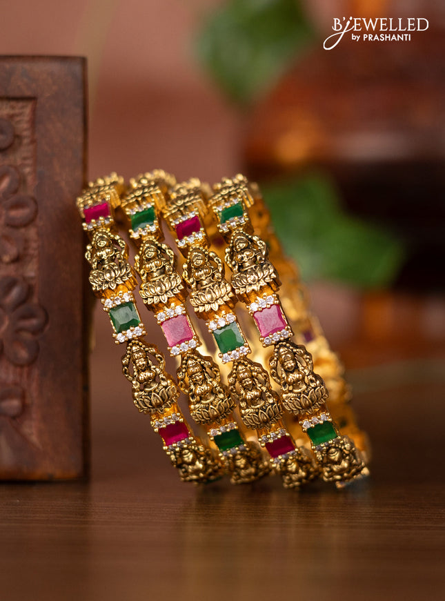 Antique bangles lakshmi design with kemp and cz stones