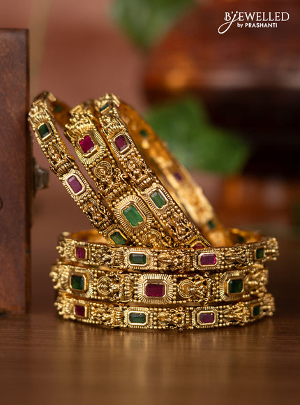 Antique bangles lakshmi design with kemp stones