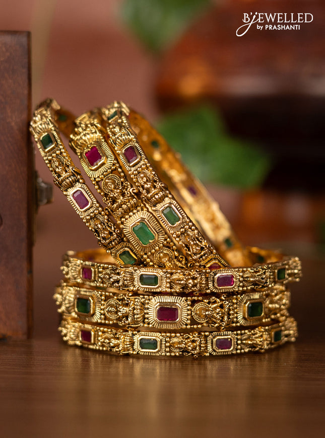 Antique bangles lakshmi design with kemp stones