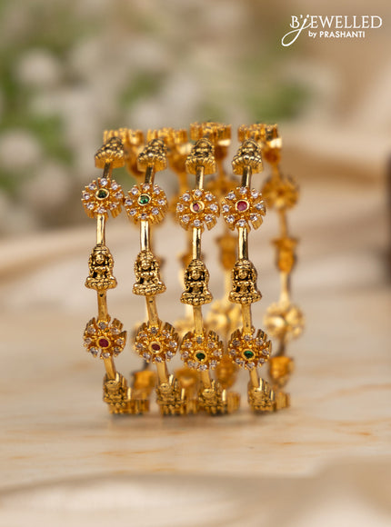 Antique bangles lakshmi design with kemp and cz stones