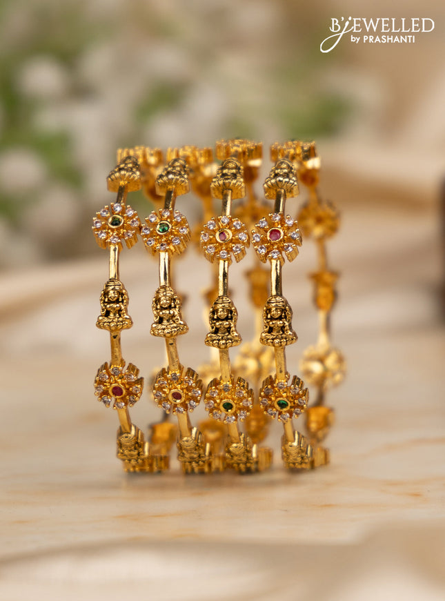 Antique bangles lakshmi design with kemp and cz stones