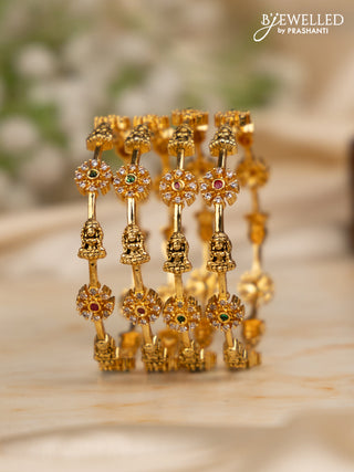 Antique bangles lakshmi design with kemp and cz stones