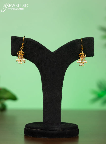 Attigai necklace with lakshmi pendant in kemp stones and pearl hanging