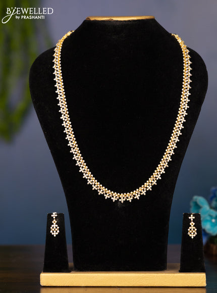 Zircon haaram with cz stones in gold finish