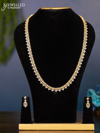 Zircon haaram with cz stones in gold finish