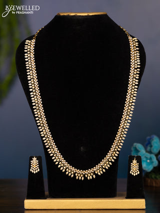 Zircon haaram with cz stones in gold finish