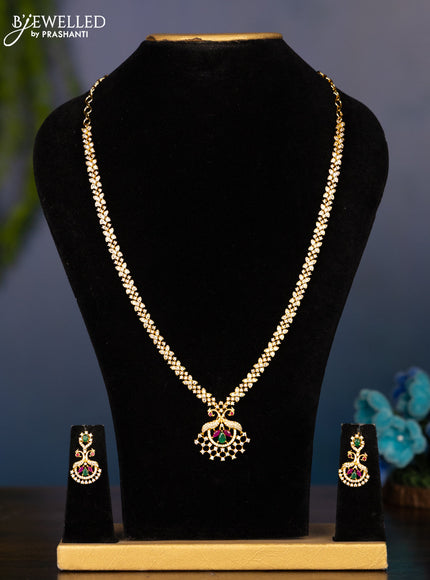 Zircon haaram with kemp and cz stones in gold finish