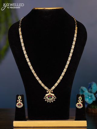 Zircon haaram with kemp and cz stones in gold finish