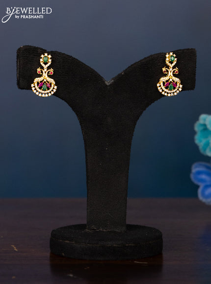 Zircon haaram with kemp and cz stones in gold finish