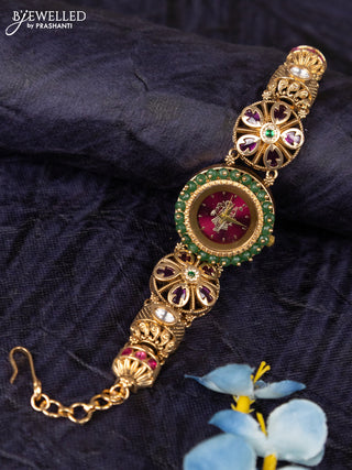 Antique watches with maroon srinath ji dial and kemp stone and green beads