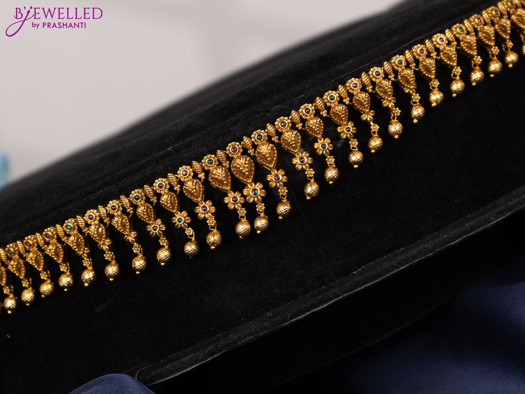 Antique hip chain floral design with kemp stones and golden beads hangings