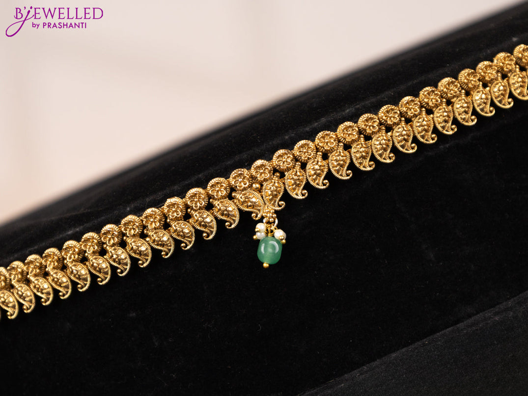 Antique hip chain with manga pattern and hangings