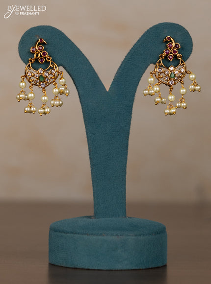 Antique guttapusalu necklace with kemp & cz stones and pearl hangings