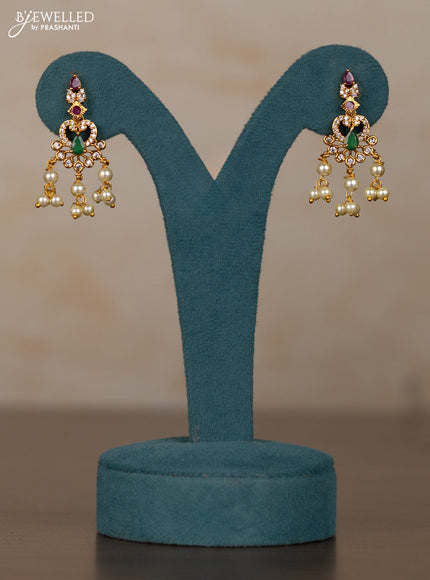 Antique guttapusalu necklace with kemp & cz stones and pearl hangings