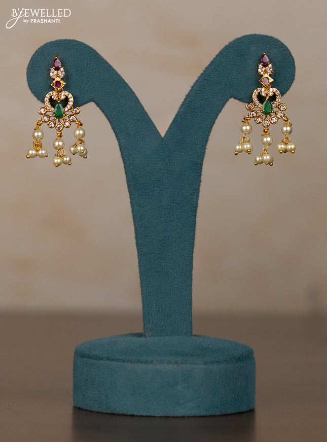 Antique guttapusalu necklace with kemp & cz stones and pearl hangings