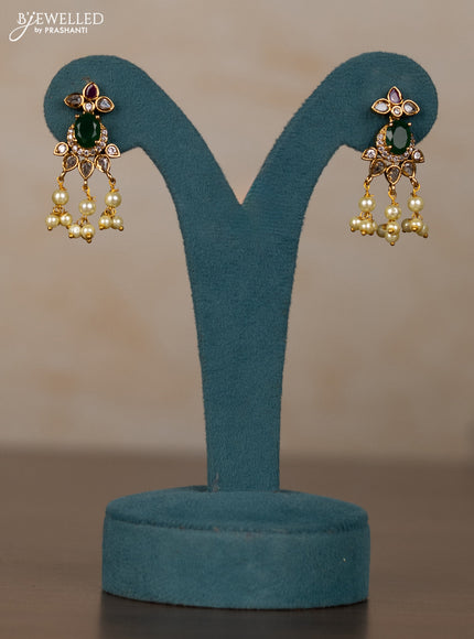 Antique guttapusalu necklace with kemp & cz stones and pearl hangings
