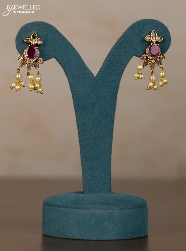 Antique guttapusalu necklace with kemp & cz stones and pearl hangings