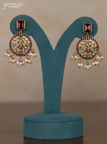 Antique guttapusalu necklace with kemp & cz stones and pearl hangings