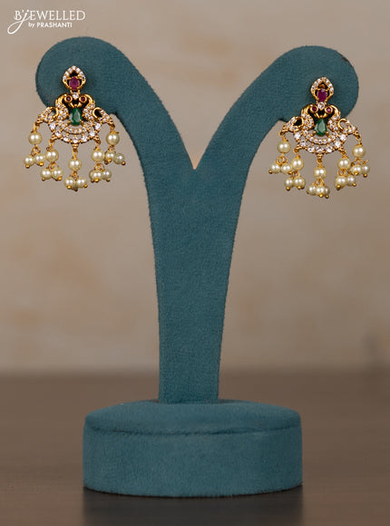 Antique guttapusalu necklace with kemp & cz stones and pearl hangings